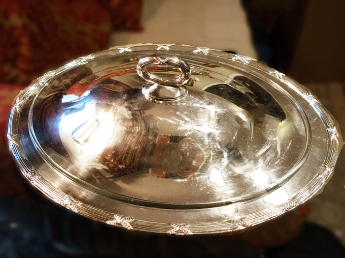 Vintage Silver Plate And Glass Covered Dish Casserole Serving Dish Towle Mfg Co