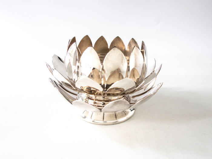 Vintage Silver Plate Lotus Frog Vase By Reed And Barton 4 Pieces