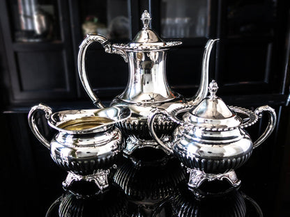 Vintage Silver Plate Tea Set Community Georgian Gadroon
