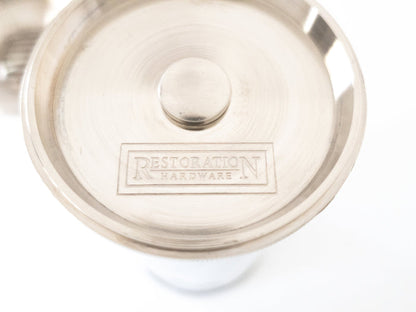 Vintage Silver Tone Metal Cocktail Shaker With Recipes