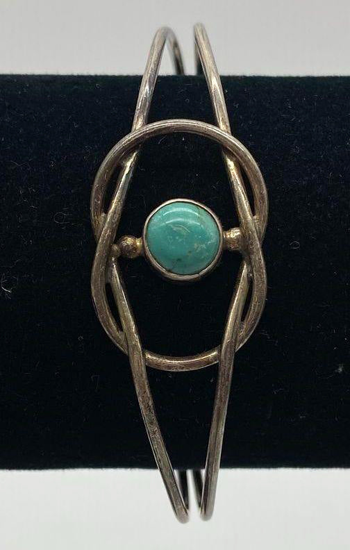 Vintage Turquoise Cuff Sterling Silver Bracelet