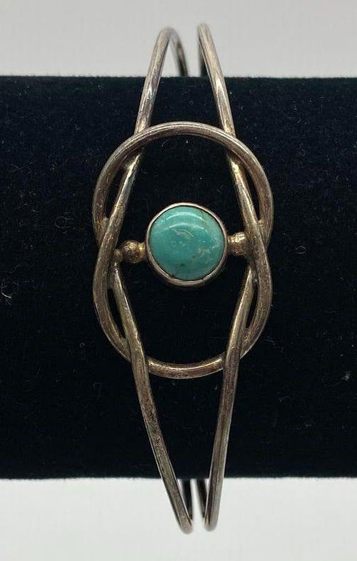 Vintage Turquoise Cuff Sterling Silver Bracelet