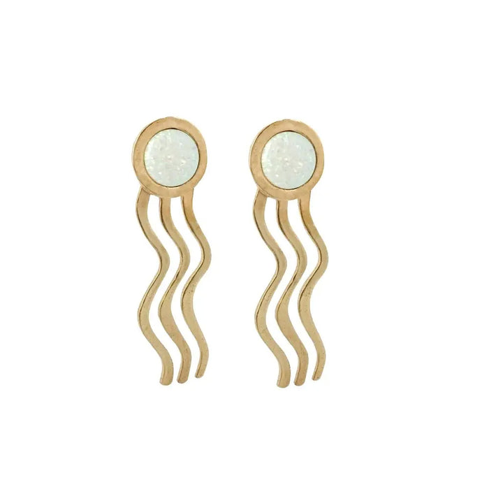 Wiggle Statement Earrings with Opal